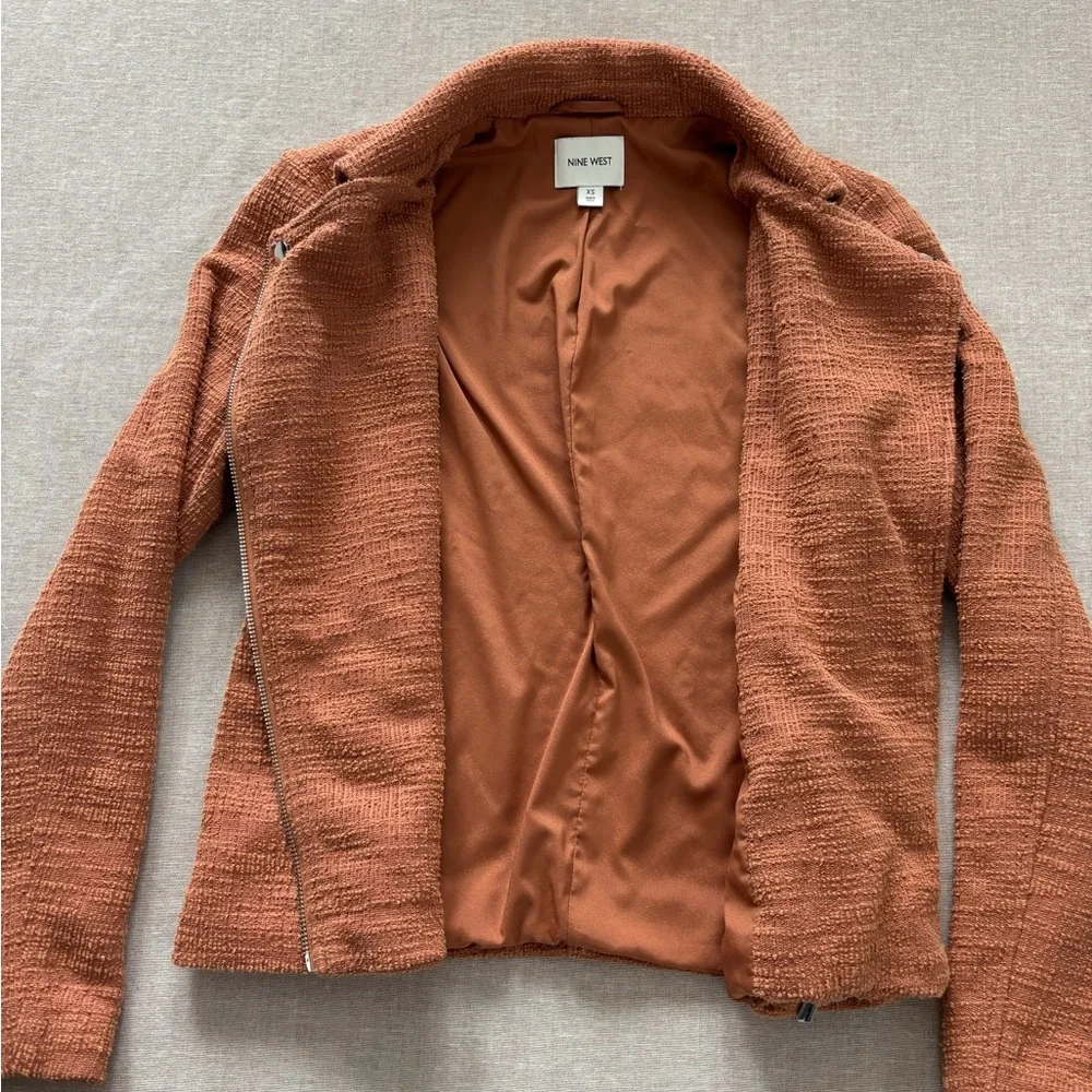 Nine West textured knit motorcycle jacket.